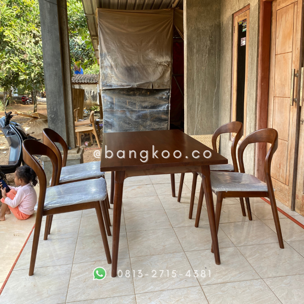 Set Meja Makan Jati Minimalis Sendok